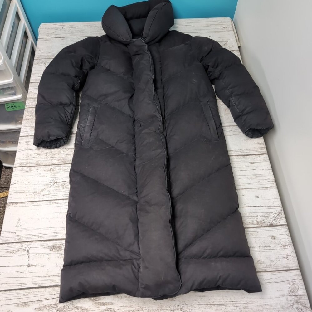 Long Black Puffer Coat - Women